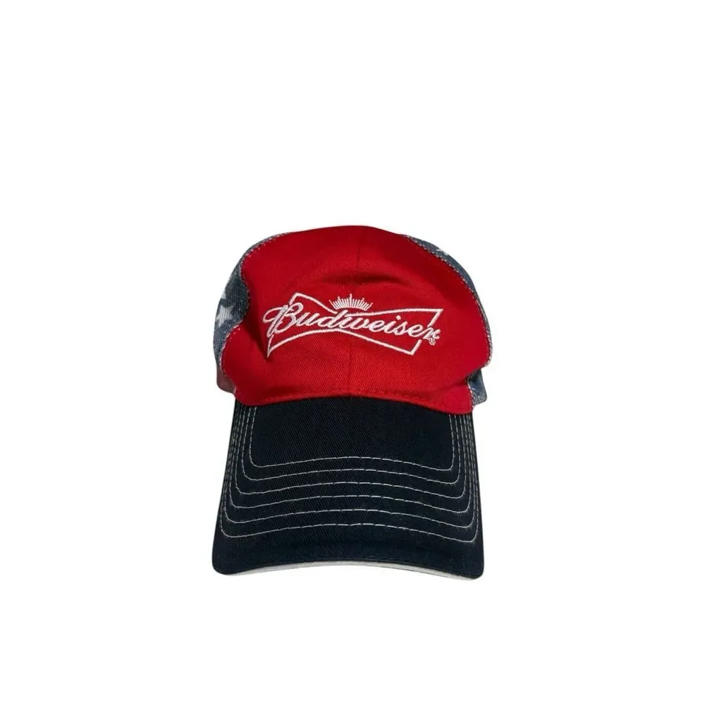 Budweiser Beer Hat Red White Blue USA Flag Snapback Hat